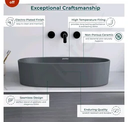 Plantex Ceramic Wash Basin for Bathroom/Oval Table Top Basin/Countertop Vessel Sink for Home/Hotel (22 x 14 x 6 inch - Cloud Grey)