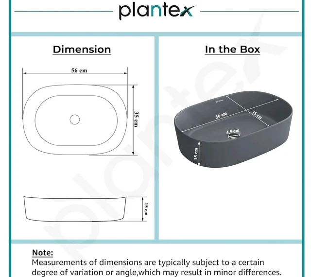 Plantex Ceramic Wash Basin for Bathroom/Oval Table Top Basin/Countertop Vessel Sink for Home/Hotel (22 x 14 x 6 inch - Cloud Grey)