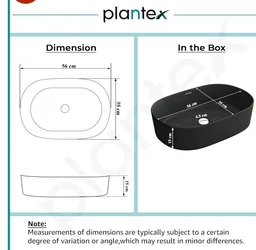 Plantex Ceramic Wash Basin for Bathroom/Oval Table Top Basin/Countertop Vessel Sink for Home/Hotel - (Charcoal Black- 22 x 14 x 6 inch)