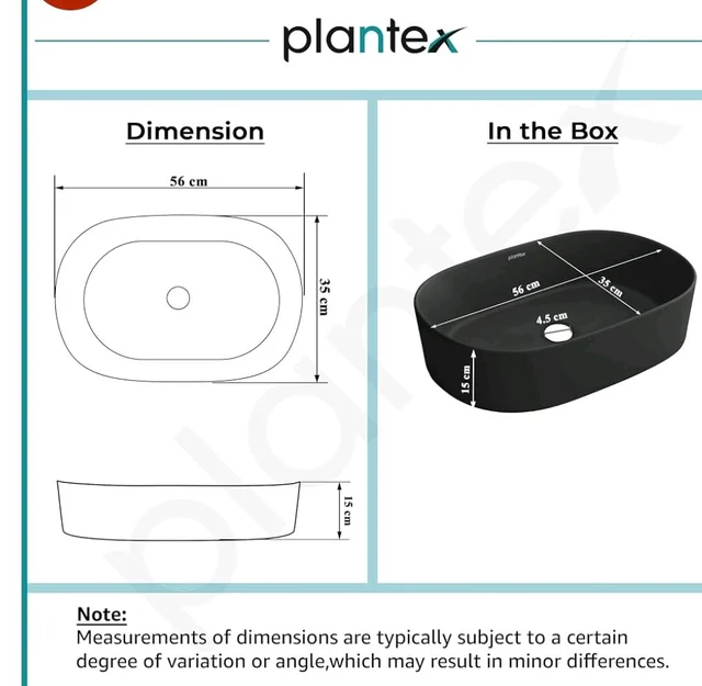 Plantex Ceramic Wash Basin for Bathroom/Oval Table Top Basin/Countertop Vessel Sink for Home/Hotel - (Charcoal Black- 22 x 14 x 6 inch)