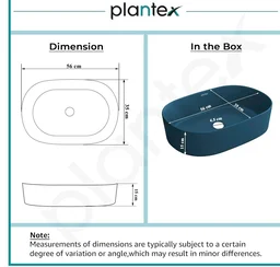 Plantex Ceramic Wash Basin for Bathroom/Oval Counter Top Basin/Tabletop Wash Basin for Home/Office(Pine Blue - 22x14x6 inch)