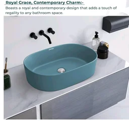 Plantex Ceramic Wash Basin for Bathroom/Oval Counter Top Basin/Tabletop Wash Basin for Home/Office (Harmony Blue - 22 x 14 x 6 Inch)