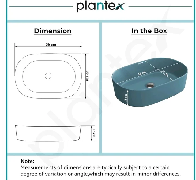 Plantex Ceramic Wash Basin for Bathroom/Oval Counter Top Basin/Tabletop Wash Basin for Home/Office (Harmony Blue - 22 x 14 x 6 Inch)