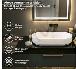 Plantex Platinum Ceramic Wash Basin/Basin for Bathroom/Tabletop Wash Basin/Bathroom Basin with 10 Years Glaze Warranty by Plantex (White, 28 x 14 x 6 Inch)