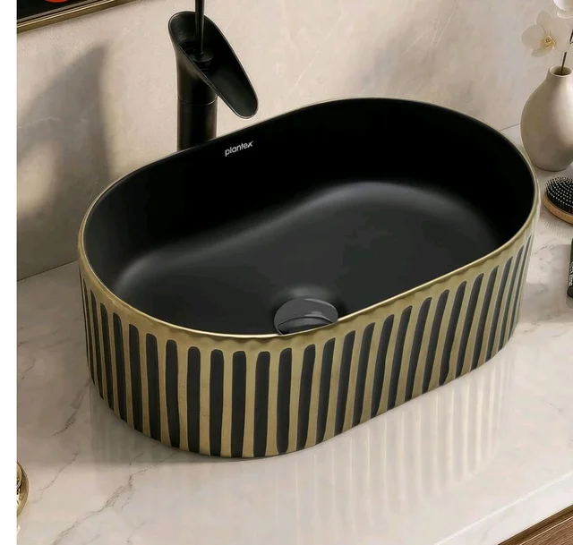 Plantex Table Top Wash Basin For Bathroom/Designer Ceramic Basin/Countertop Vessel Sink Basin - Indo-European Collection (20 x 13 x 6 Inch)