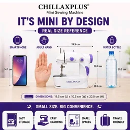 CHILLAXPLUS Stitching Machine for Home Tailoring - Portable Tailor Machine for Home with Foot Pedal - Mini Silai Machine - Easy to Use, Ideal for DIY & Repairs, White
