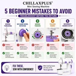 CHILLAXPLUS Stitching Machine for Home Tailoring - Portable Tailor Machine for Home with Foot Pedal - Mini Silai Machine - Easy to Use, Ideal for DIY & Repairs, White