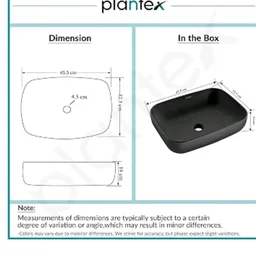Plantex Ceramic Black Wash Basin for Bathroom/Table Top Basin/Washbasin for Bathroom (Matt Black - 18 x 13 x 5.5 Inch)