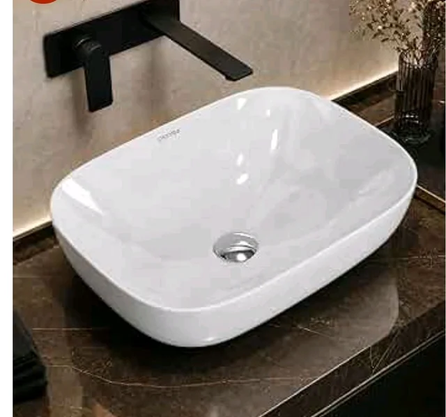 Plantex Ceramic Wash Basin/Basin for Bathroom/Tabletop Wash Basin/Bathroom Basin (Crystal, White)