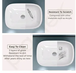 Plantex Ceramic Wash Basin/Basin for Bathroom/Tabletop Wash Basin/Bathroom Basin (Crystal, White)