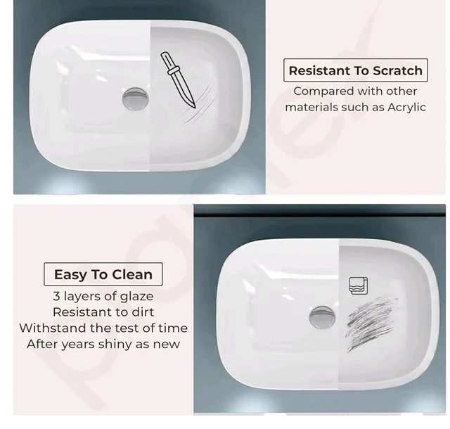 Plantex Ceramic Wash Basin/Basin for Bathroom/Tabletop Wash Basin/Bathroom Basin (Crystal, White)