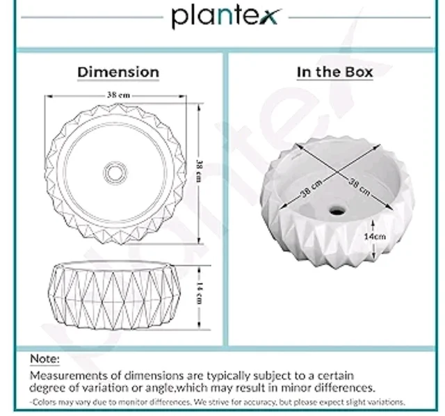 Plantex Ceramic Tabletop Round Washbasin for Bathroom/Countertop Bathroom Sink/Bathroom Wash Basin with 10 Years Glaze Warranty by Plantex (White - 15 x 15 x 6 Inch)