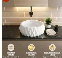 Plantex Ceramic Tabletop Round Washbasin for Bathroom/Countertop Bathroom Sink/Bathroom Wash Basin with 10 Years Glaze Warranty by Plantex (White - 15 x 15 x 6 Inch)