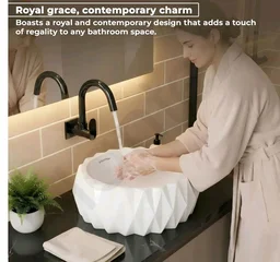 Plantex Ceramic Tabletop Round Washbasin for Bathroom/Countertop Bathroom Sink/Bathroom Wash Basin with 10 Years Glaze Warranty by Plantex (White - 15 x 15 x 6 Inch)