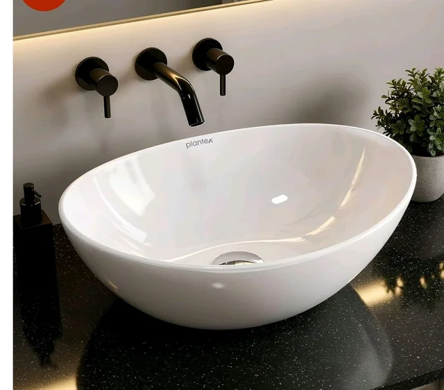 Plantex Ceramic Table Top Oval Wash Basin for Bathroom/Countertop Bathroom Sink/Bathroom Basin with 10 Years Glaze Warranty by Plantex (White - 16.5 x 13.5 x 7 Inch)