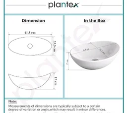 Plantex Ceramic Table Top Oval Wash Basin for Bathroom/Countertop Bathroom Sink/Bathroom Basin with 10 Years Glaze Warranty by Plantex (White - 16.5 x 13.5 x 7 Inch)