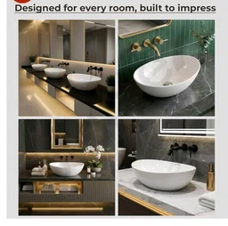 Plantex Ceramic Table Top Oval Wash Basin for Bathroom/Countertop Bathroom Sink/Bathroom Basin with 10 Years Glaze Warranty by Plantex (White - 16.5 x 13.5 x 7 Inch)