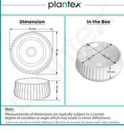 Plantex Ceramic Basin/Countertop Vessel Sink/Tabletop Wash Basin/Washbasin for Bathroom with 10 Years Glaze Warranty by Plantex (White Glossy - 14 x 14 x 5 Inch)