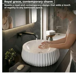 Plantex Ceramic Basin/Countertop Vessel Sink/Tabletop Wash Basin/Washbasin for Bathroom with 10 Years Glaze Warranty by Plantex (White Glossy - 14 x 14 x 5 Inch)
