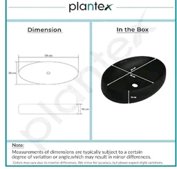 Plantex Ceramic Wash Basin for Bathroom/Table Top Basin/Black Washbasin for Hotel/Restaurant (Matt Black - 23 x 15 x 5.5 Inch)