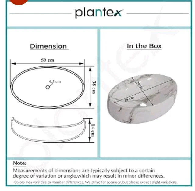 Plantex Basin for Bathroom/Ceramic Table Top Wash Basin/Over Counter Washbasin for Restaurant/Hotel (CRETA-NS-203-Marble Finis, 23 x 15 x 5.5 Inch)
Amazon's Choice