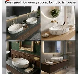 Plantex Basin for Bathroom/Ceramic Table Top Wash Basin/Over Counter Washbasin for Restaurant/Hotel (CRETA-NS-203-Marble Finis, 23 x 15 x 5.5 Inch)
Amazon's Choice