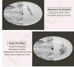 Plantex Basin for Bathroom/Table top Ceramic Wash Basin/Counter Top Basin for Home/Office - (CRETA, 23 x 15 x 5.54 Inch)