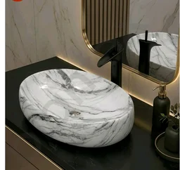 Plantex Basin for Bathroom/Table top Ceramic Wash Basin/Counter Top Basin for Home/Office - (CRETA, 23 x 15 x 5.54 Inch)