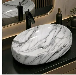 Plantex Basin for Bathroom/Table top Ceramic Wash Basin/Counter Top Basin for Home/Office - (CRETA, 23 x 15 x 5.54 Inch)