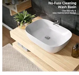 Lifelong Wash Basin for Bathroom - Tabletop Washbasin - Ceramic Glossy Rectangle Countertop Vessel Sink Ideal for Bathroom, Dining Hall & Vanity 33x46x16 cm (White, LLHIPB01)