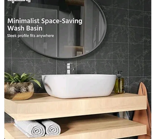 Lifelong Wash Basin for Bathroom - Tabletop Washbasin - Ceramic Glossy Rectangle Countertop Vessel Sink Ideal for Bathroom, Dining Hall & Vanity 33x46x16 cm (White, LLHIPB01)