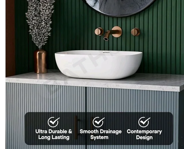 Designer Ceramic Wash Basin For Bathroom | Over Counter Bathroom Basin | Counter Top Bathroom Sink | Wash Basin For Restaurant, Hotel (18 x13 x 5 Inch) (13x18 White)