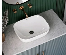 Designer Ceramic Wash Basin For Bathroom | Over Counter Bathroom Basin | Counter Top Bathroom Sink | Wash Basin For Restaurant, Hotel (18 x13 x 5 Inch) (13x18 White)