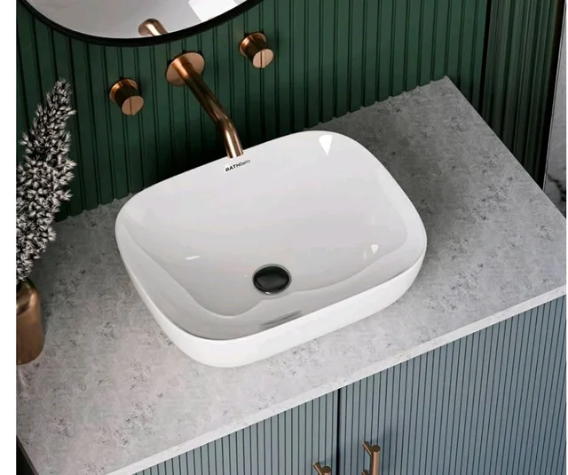 Designer Ceramic Wash Basin For Bathroom | Over Counter Bathroom Basin | Counter Top Bathroom Sink | Wash Basin For Restaurant, Hotel (18 x13 x 5 Inch) (13x18 White)