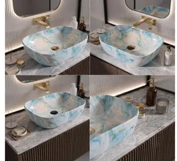 Designer Ceramic Wash Basin For Bathroom | Over Counter Bathroom Basin | Counter Top Bathroom Sink | Wash Basin For Restaurant, Hotel (18 x13 x 5 Inch) (157)
