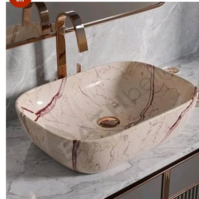 Designer Ceramic Wash Basin For Bathroom | Over Counter Bathroom Basin | Counter Top Bathroom Sink | Wash Basin For Restaurant, Hotel (18 x13 x 5 Inch) (Light Warm Beige)