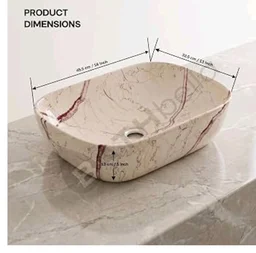 Designer Ceramic Wash Basin For Bathroom | Over Counter Bathroom Basin | Counter Top Bathroom Sink | Wash Basin For Restaurant, Hotel (18 x13 x 5 Inch) (Light Warm Beige)