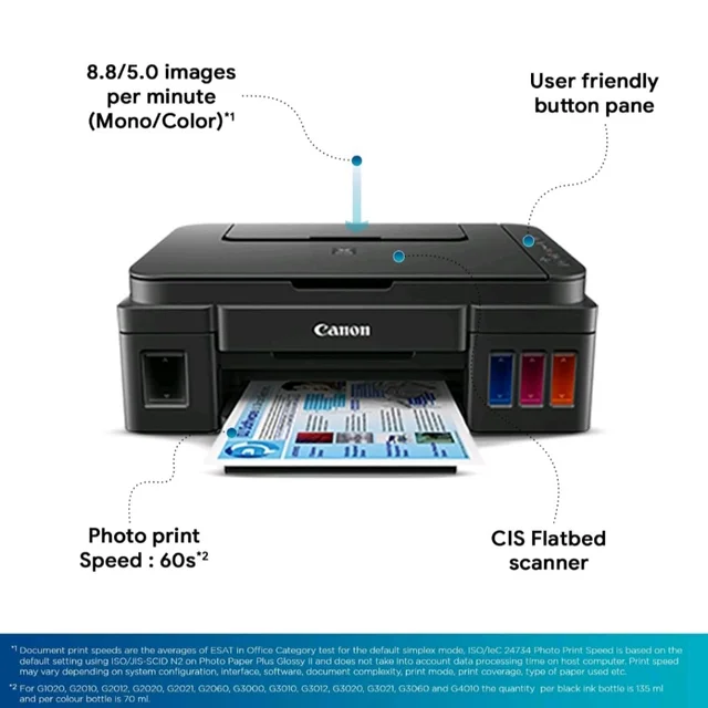 Canon PIXMA MegaTank G3000 All in One WiFi Ink Tank Colour Printer with Scanner for Home, Upto 6000 Black and 7000 Colour Prints with 2 Additional Black Ink Bottles