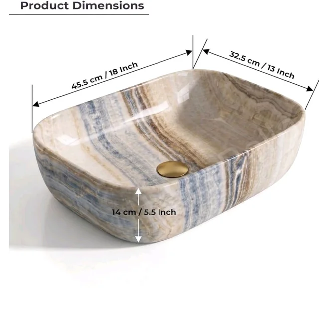 BATHBELLA
4.5
4.5 out of 5 stars
(51)
Designer Ceramic Wash Basin For Bathroom | Over Counter Bathroom Basin | Counter Top Bathroom Sink | Wash Basin For Restaurant, Hotel (18 x13 x 5 Inch) (Brown Grey)