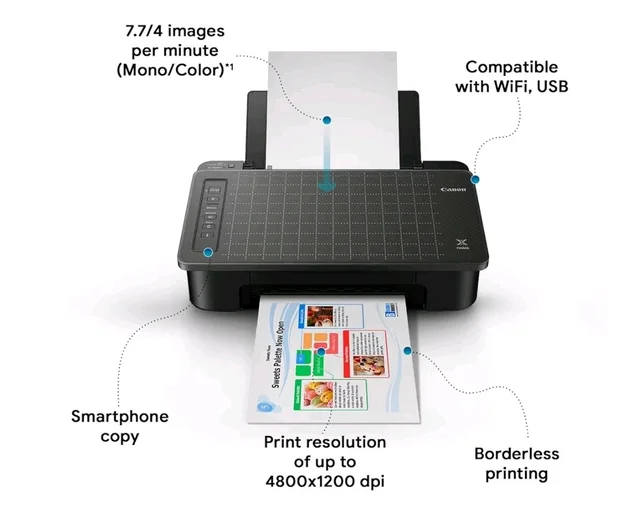 Canon PIXMA TS307 Print Only WiFi Inkjet Colour Printer for Home, Upto 100 Black and 100 Colour Prints