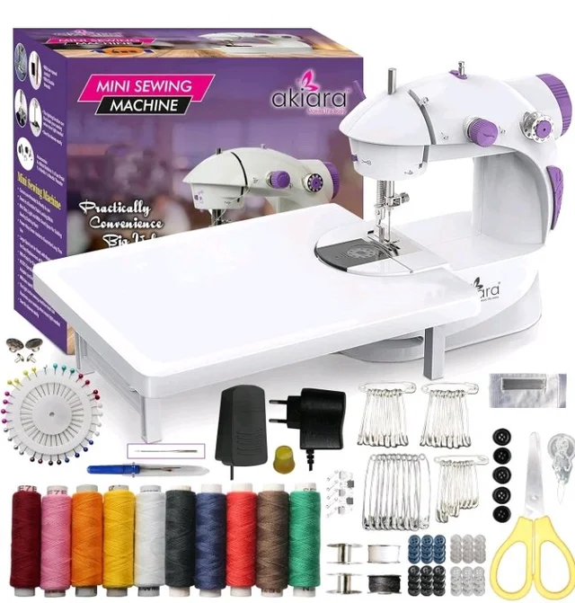 Akiara Mini Sewing Machine Electric | Portable Sewing Machine for Home
Stitching machine for home tailoring with extension table, foot pedal, LED light & sewing kit. Includes 1 Year Warranty.