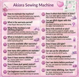 Akiara Mini Sewing Machine Electric for Home Sewing & DIY Projects
Stitching machine for home tailoring with foot pedal, Power Adapters, LED light. Includes 1 Year Warranty.