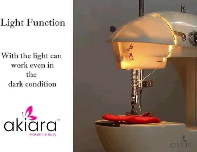 Akiara Mini Sewing Machine Electric | Portable Stitching Machine
Stitching machine for home tailoring with extension table, foot pedal, LED light. Includes 1 Year Warranty.