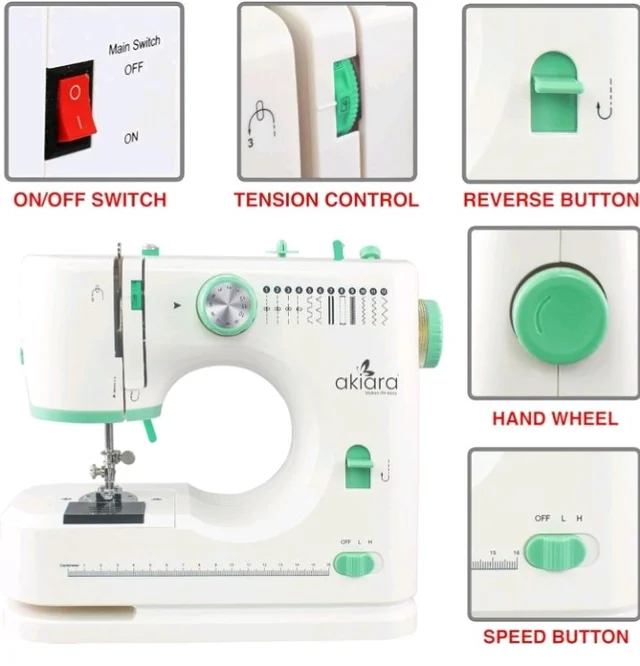 Akiara Sewing Machine Electric | 12 Stitch Patterns Silai Machine
Stitching Machine for Home Tailoring with Zig Zag & Pico Stitch includes foot pedal, LED light & accessories. 2 Year Warranty