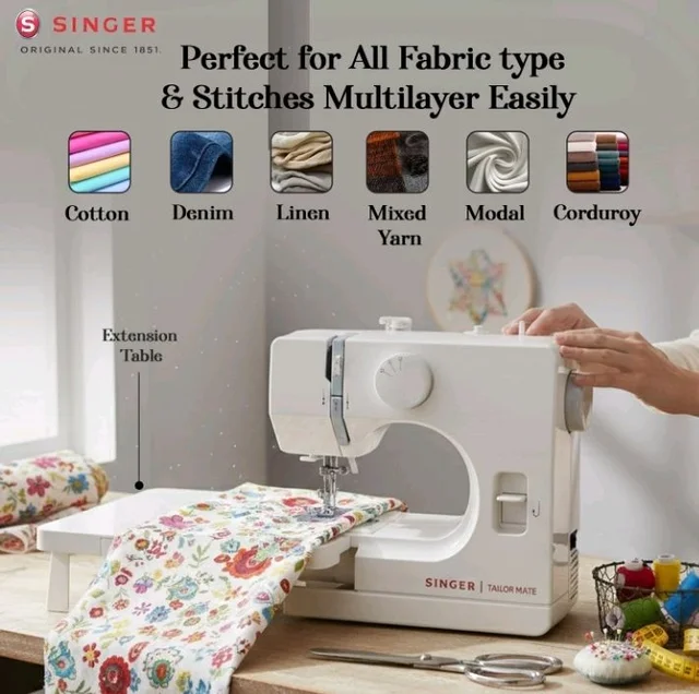 SINGER Tailor Mate Straight Stitch Sewing Machine with Free Arm | LED Light, Foot Pedal & Extension Table | 3 Stitch Length Options | 1-Year Warranty | Gifts for Woman
