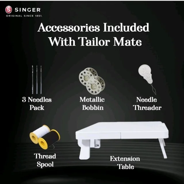 SINGER Tailor Mate Straight Stitch Sewing Machine with Free Arm | LED Light, Foot Pedal & Extension Table | 3 Stitch Length Options | 1-Year Warranty | Gifts for Woman
