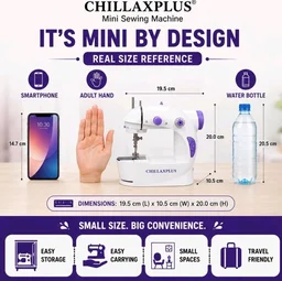 CHILLAXPLUS mini sewing machine, stitching machine for home, portable sewing machine, electric sewing machine with table set,White
