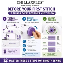CHILLAXPLUS mini sewing machine, stitching machine for home, portable sewing machine, electric sewing machine with table set,White