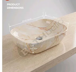 Designer Ceramic Wash Basin For Bathroom | Over Counter Bathroom Basin | Counter Top Bathroom Sink | Wash Basin For Restaurant, Hotel (18 x13 x 5 Inch) (146)