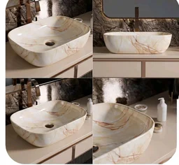 Designer Ceramic Wash Basin For Bathroom | Over Counter Bathroom Basin | Counter Top Bathroom Sink | Wash Basin For Restaurant, Hotel (18 x13 x 5 Inch) (146)